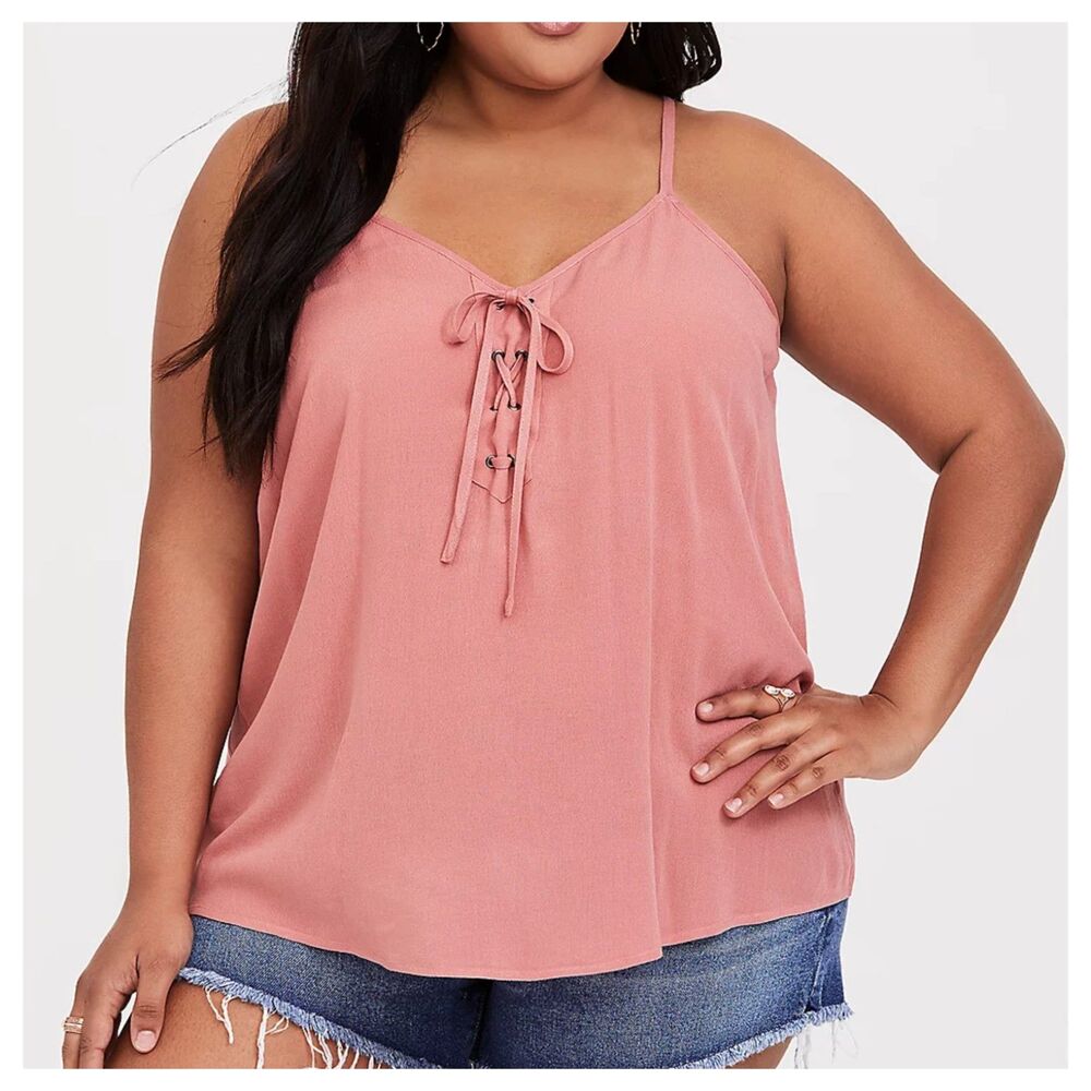 Torrid Pink Sophie Lace-Up Cami